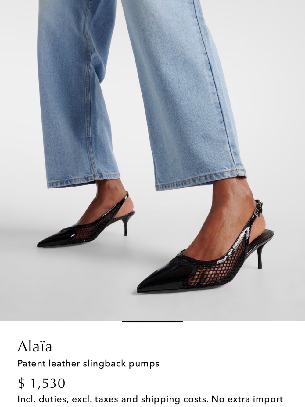 Alaïa Black Patent Leather Mesh Slingback Pumps